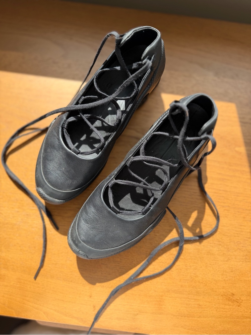 ECCO BIOM LACE UP BALLERINA SNEAKER Black Lace-Up Women’s Casual Flats